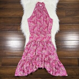 A.L.C. Women's Size 6 Pink Floral Silk Sleeveless Smocked Waist‎ Cody Dress